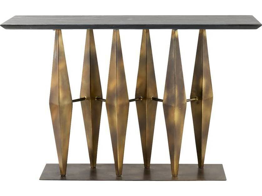 Arteriors Home Rectangular Marble Matte Black Antique Gold Dagmar Console Table