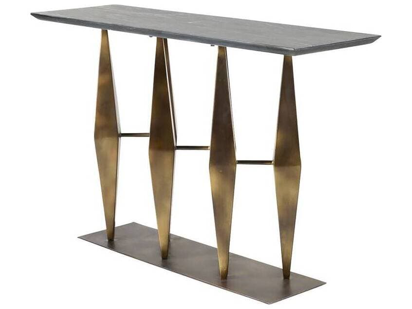 Arteriors Home Rectangular Marble Matte Black Antique Gold Dagmar Console Table