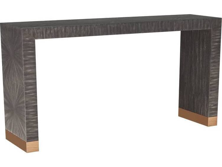 Arteriors Home Rectangular Wood Dark Gray Straw Marquetry Walnut Andreas Console Table
