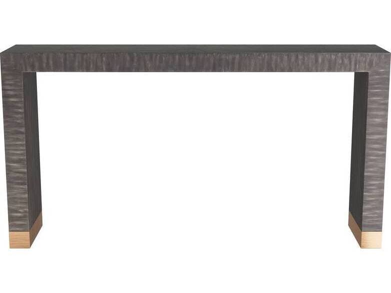 Arteriors Home Rectangular Wood Dark Gray Straw Marquetry Walnut Andreas Console Table