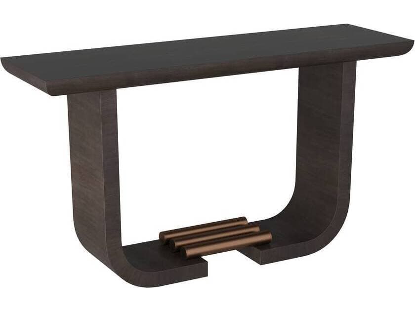 Arteriors Home Rectangular Wood Charcoal Antique Brass Ralston Console Table
