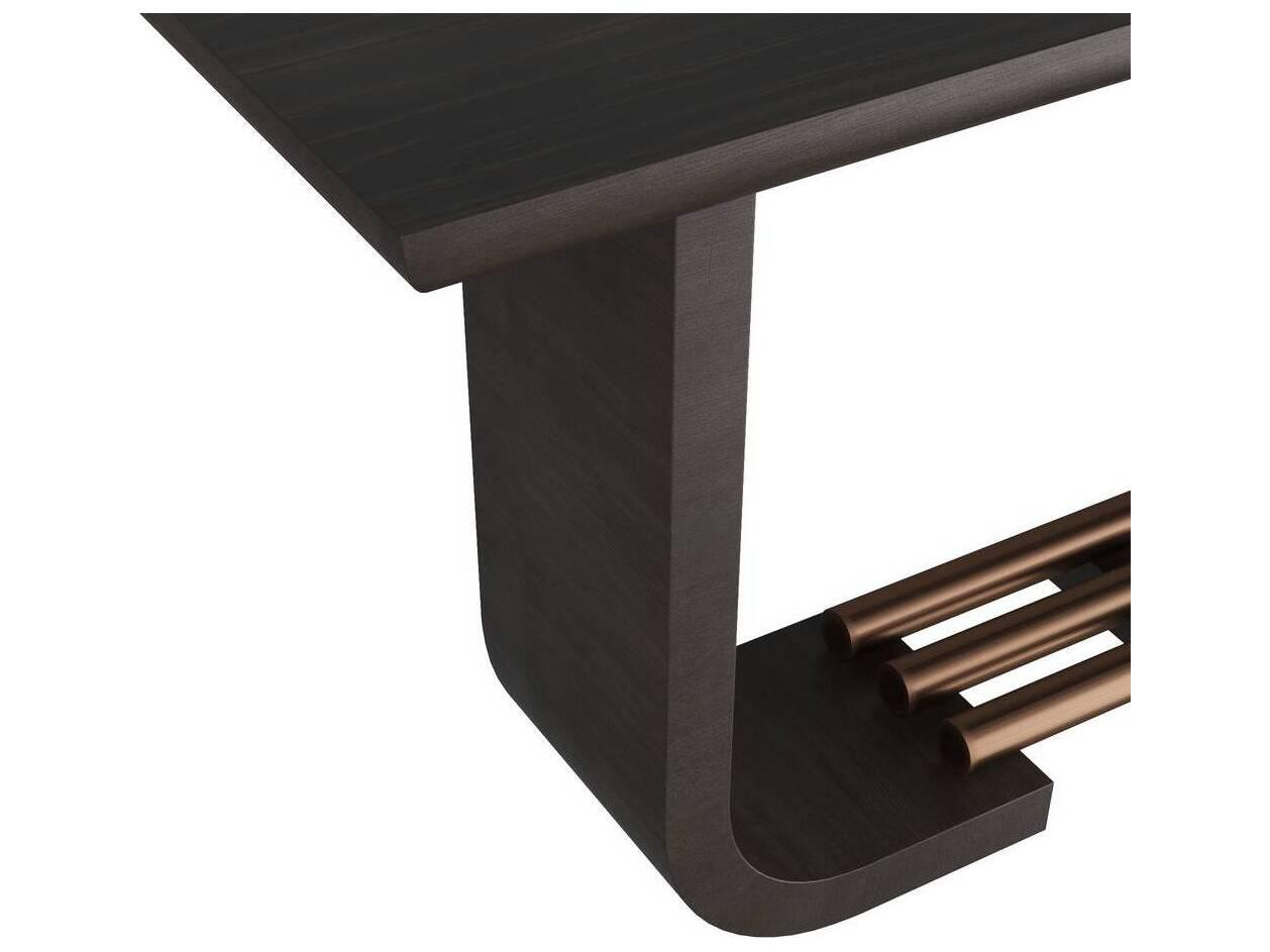 Arteriors Home Rectangular Wood Charcoal Antique Brass Ralston Console Table