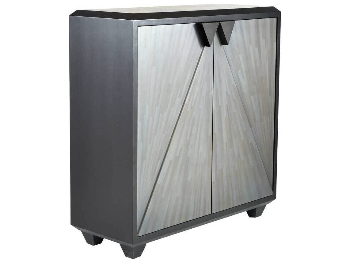 Arteriors Home Ellington Gray Straw Marquetry Ebony Oak Wood Accent Chest