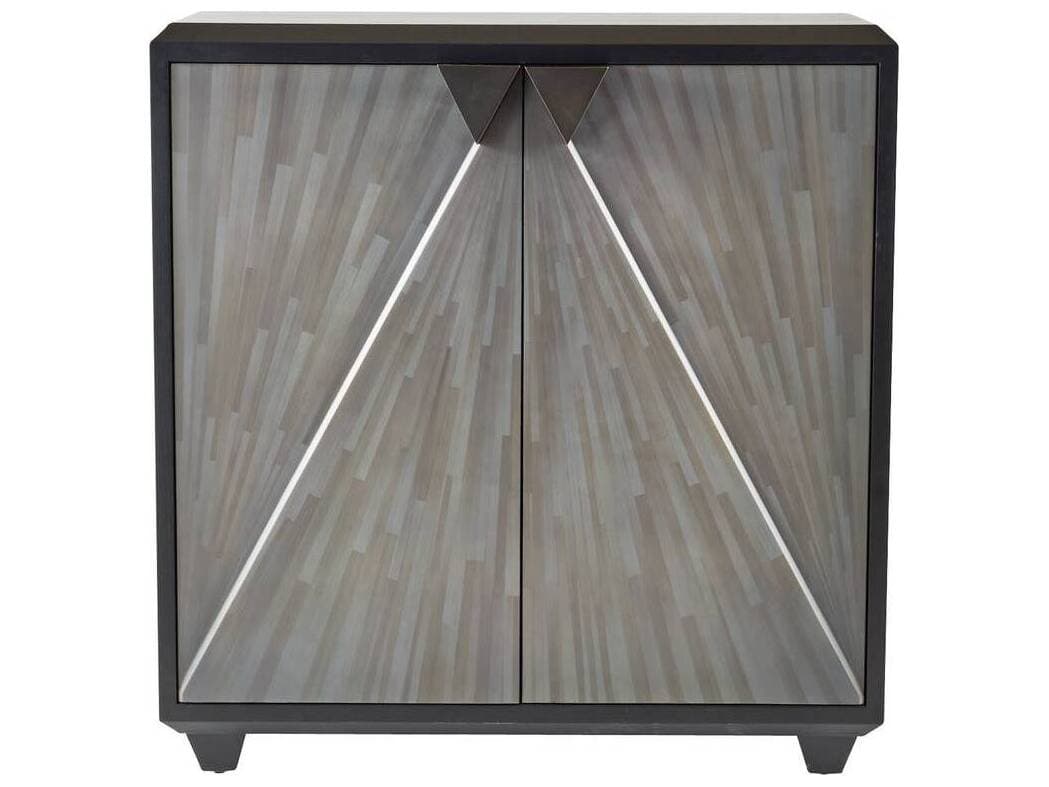 Arteriors Home Ellington Gray Straw Marquetry Ebony Oak Wood Accent Chest
