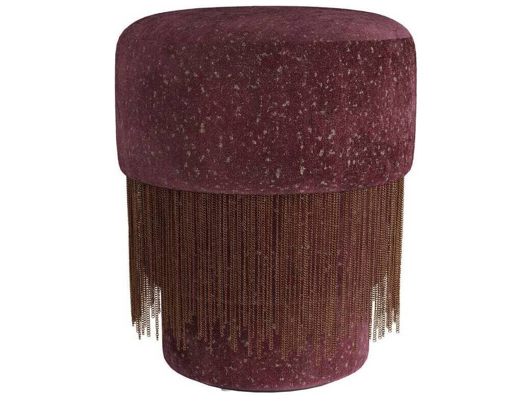 Arteriors Home Bordeaux Antique Brass Red Upholstered Twyla Ottoman