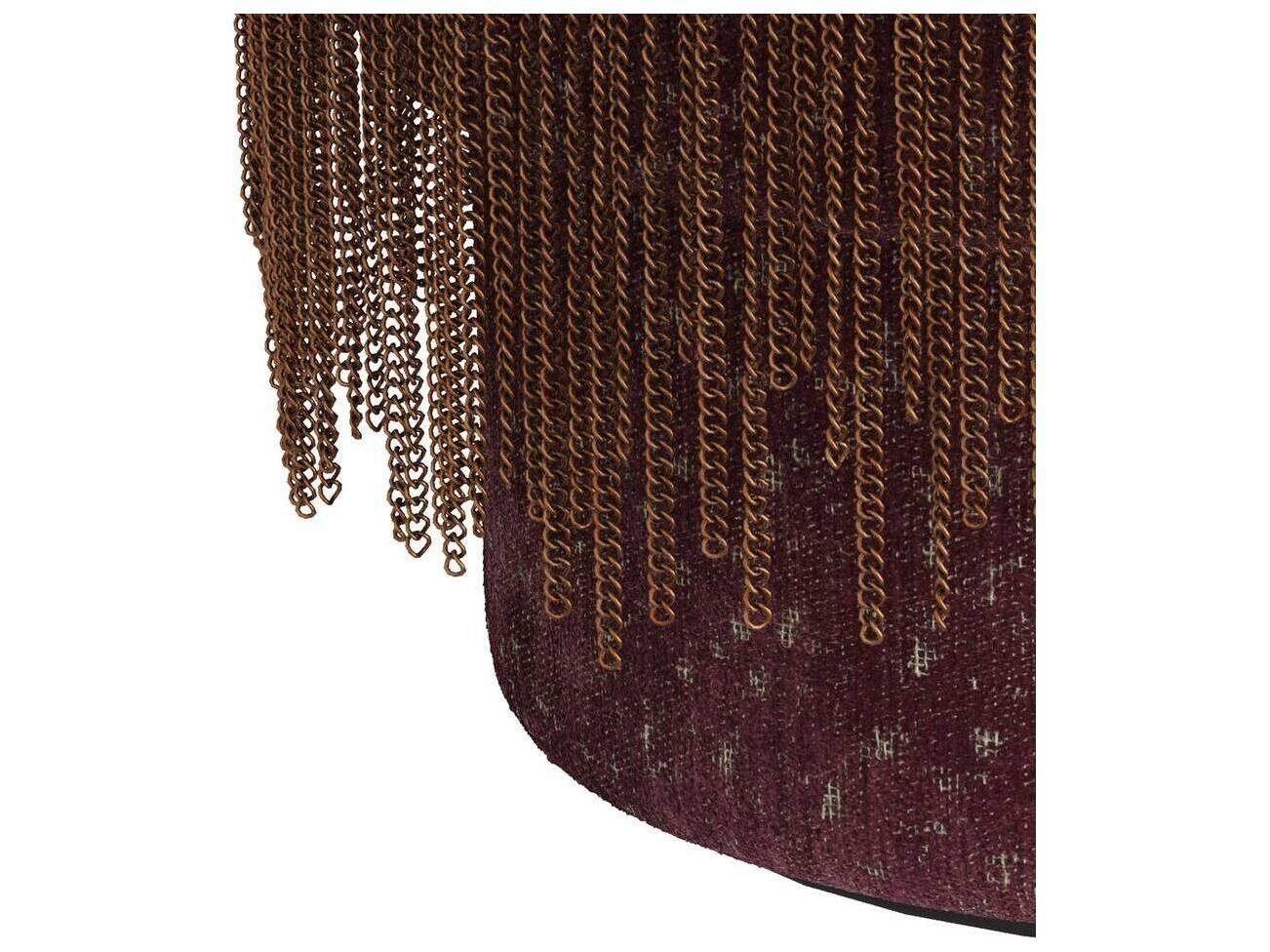 Arteriors Home Bordeaux Antique Brass Red Upholstered Twyla Ottoman