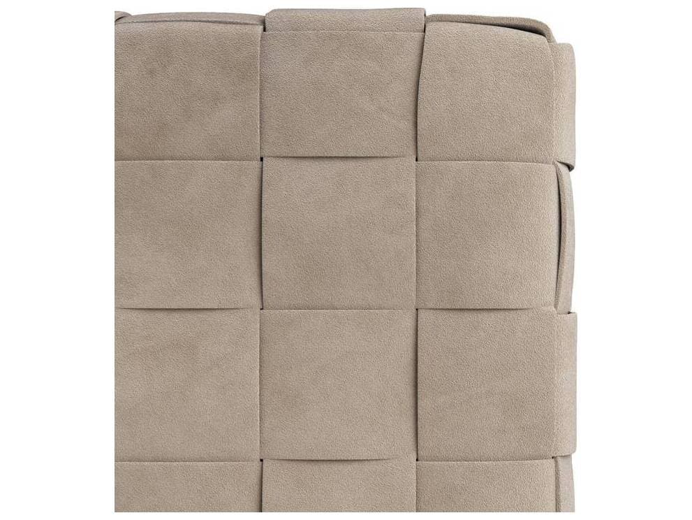 Arteriors Home Lakewood Dove Antique Brass Beige Suede Upholstered Ottoman