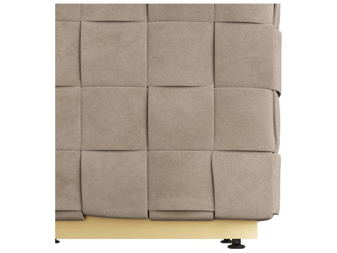 Arteriors Home Lakewood Dove Antique Brass Beige Suede Upholstered Ottoman