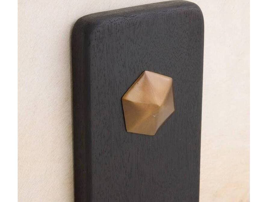 Arteriors Home Ivonne White Ebony Antique Brass Black Leather Ottoman