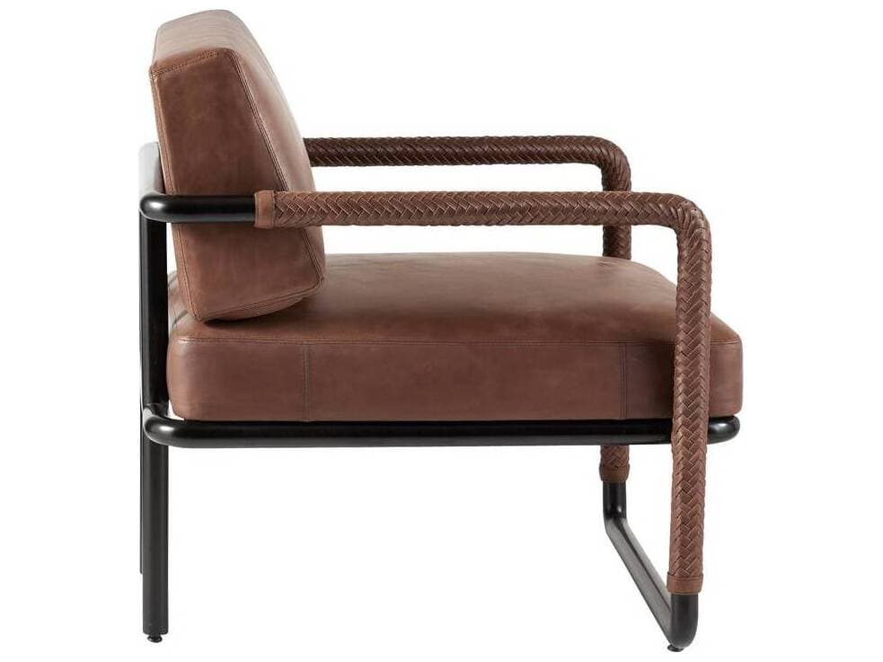Arteriors Home Brown Leather Accent Chair Durham