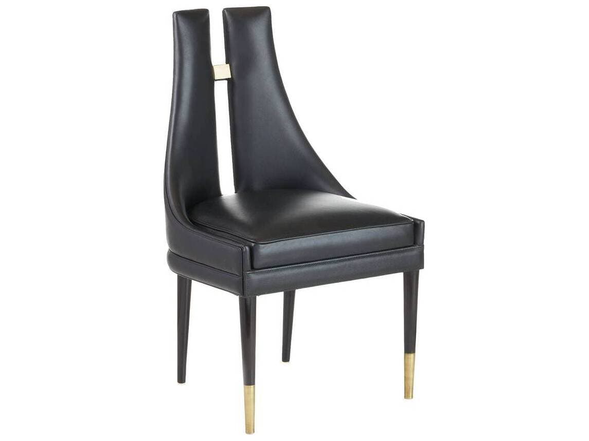 Arteriors Home Crowley Black Leather Armless Dining Chair