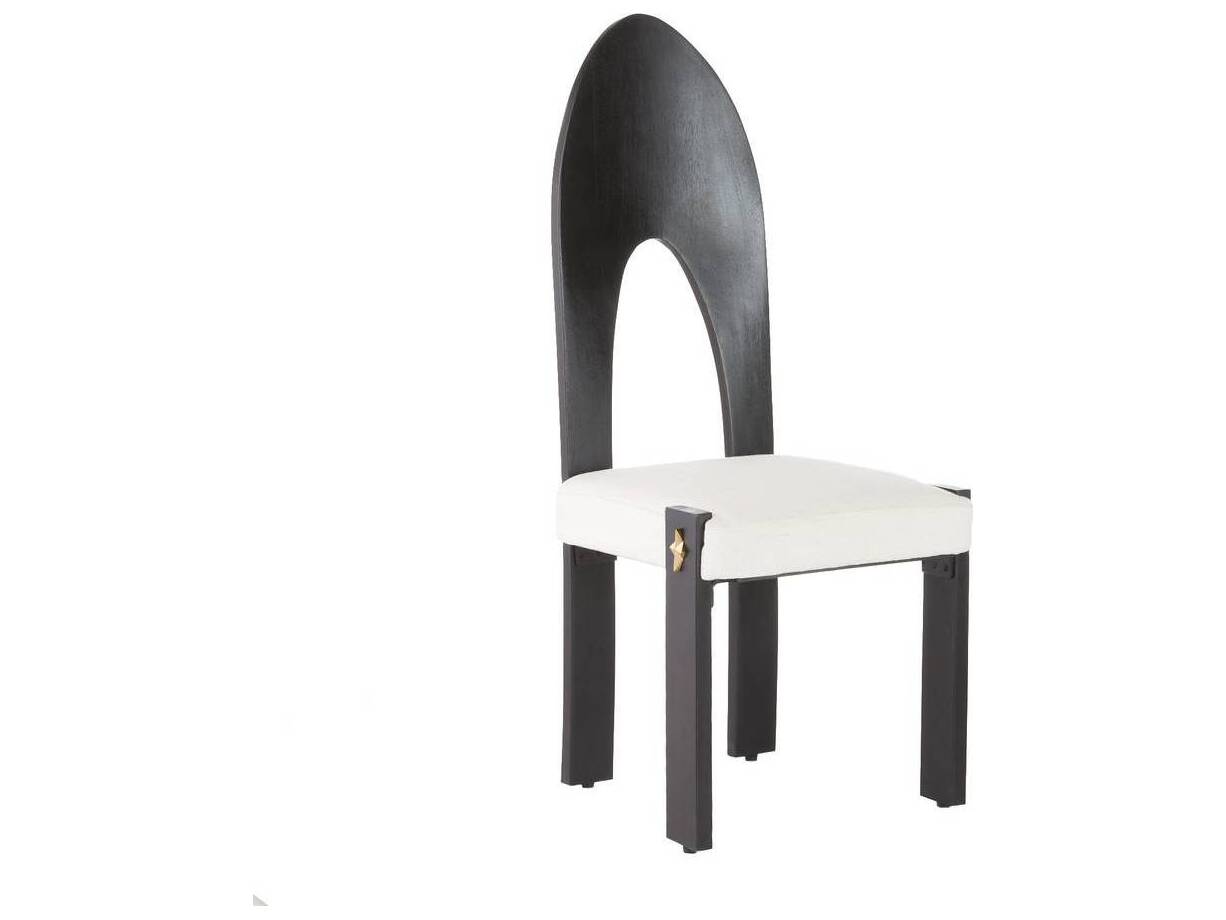 Arteriors Home Durango Mango Wood Black Upholstered Armless Dining Chair