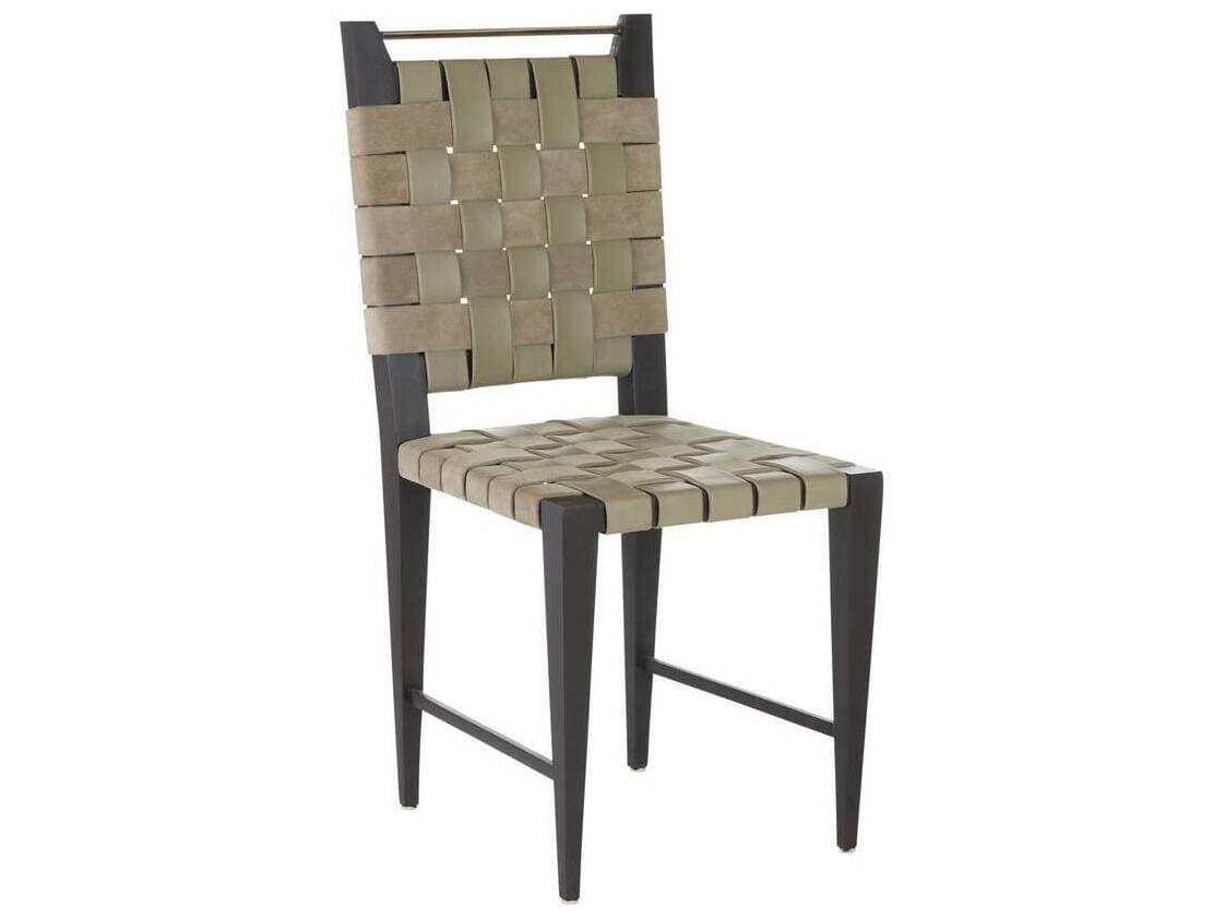 Arteriors Home Lakewood Beech Wood Gray Leather Armless Dining Chair