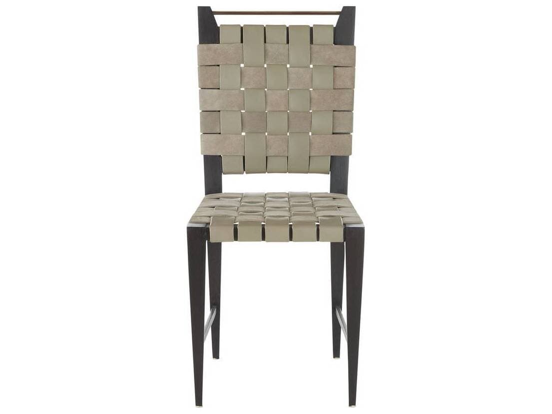 Arteriors Home Lakewood Beech Wood Gray Leather Armless Dining Chair