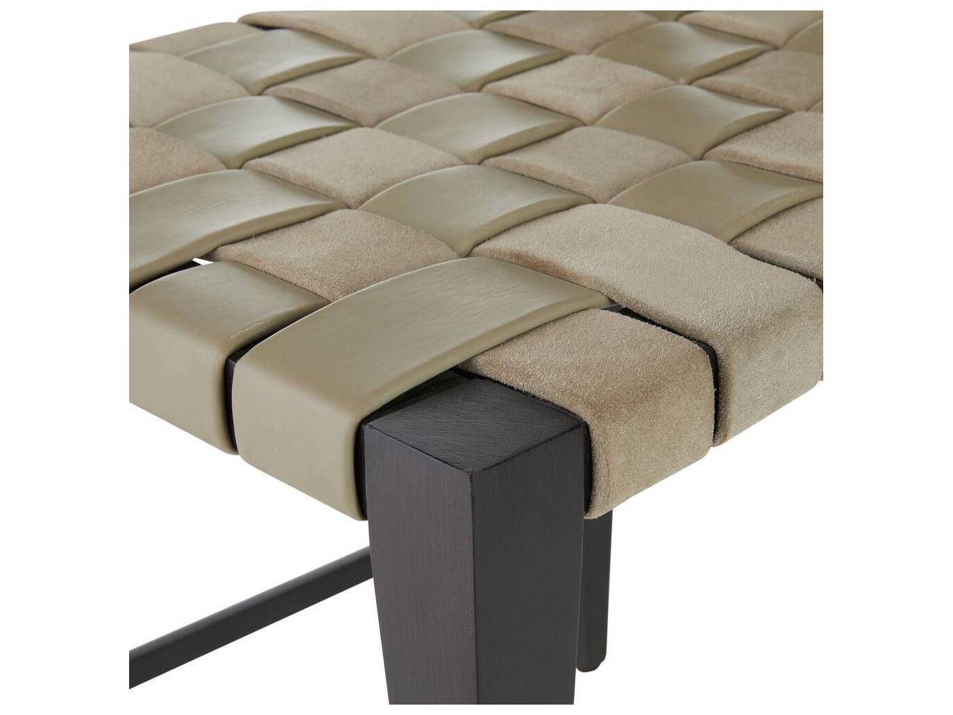 Arteriors Home Lakewood Beech Wood Gray Leather Armless Dining Chair