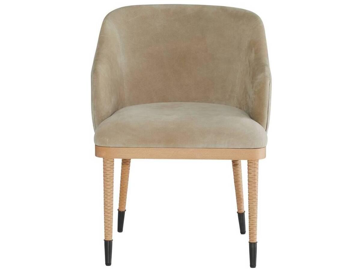 Arteriors Home Hershel Beech Wood Beige Suede Upholstered Arm Dining Chair