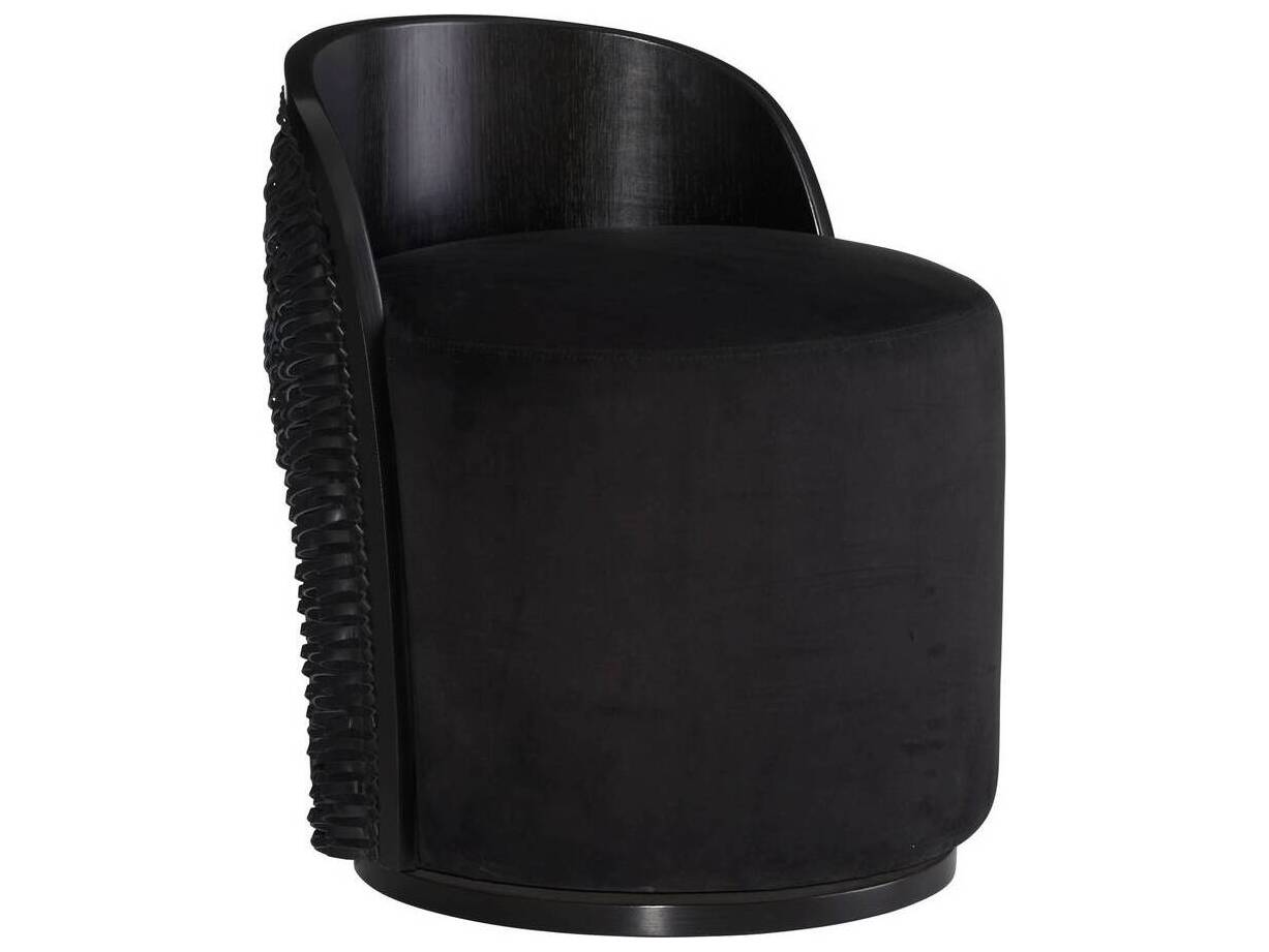 Arteriors Home Swivel Black Suede Accent Chair Gretel