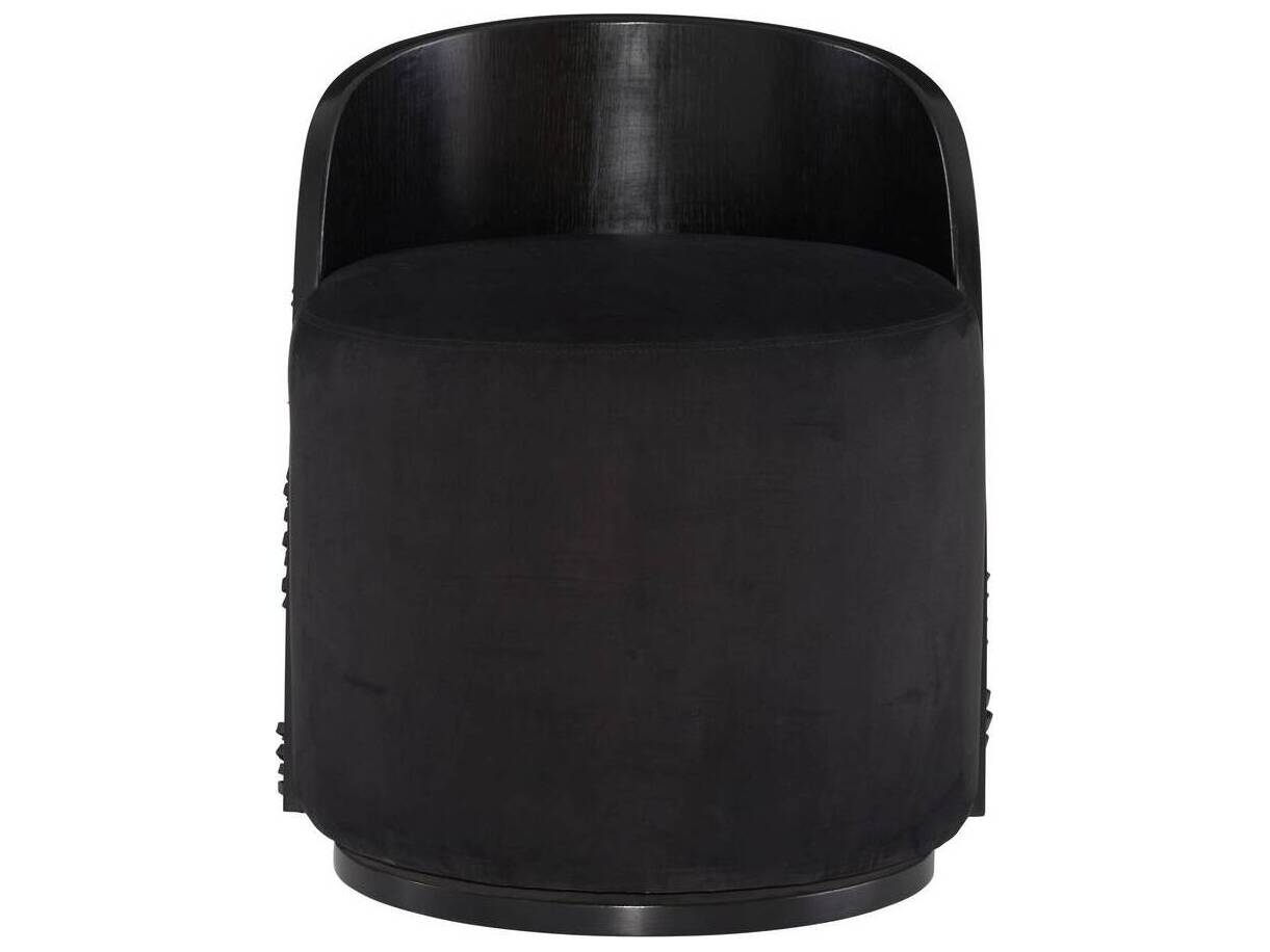 Arteriors Home Swivel Black Suede Accent Chair Gretel
