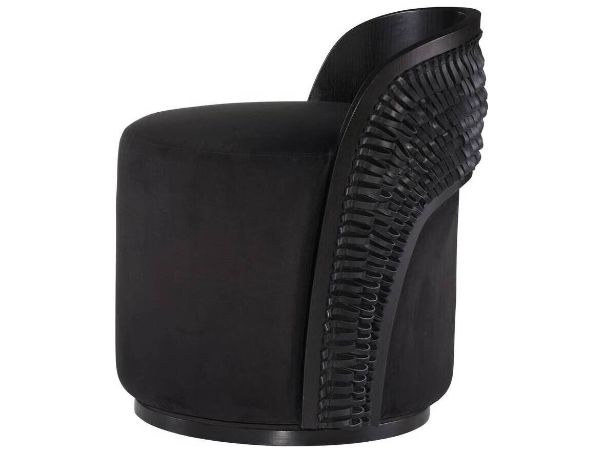 Arteriors Home Swivel Black Suede Accent Chair Gretel