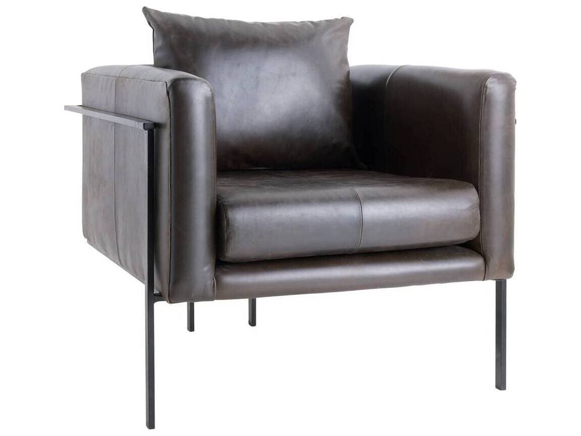 Arteriors Home Black Leather Accent Chair Giroud