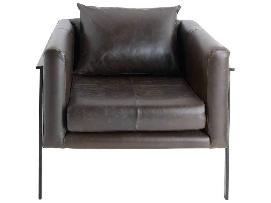 Arteriors Home Black Leather Accent Chair Giroud