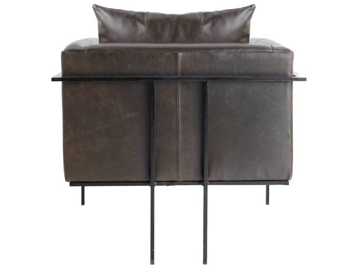 Arteriors Home Black Leather Accent Chair Giroud