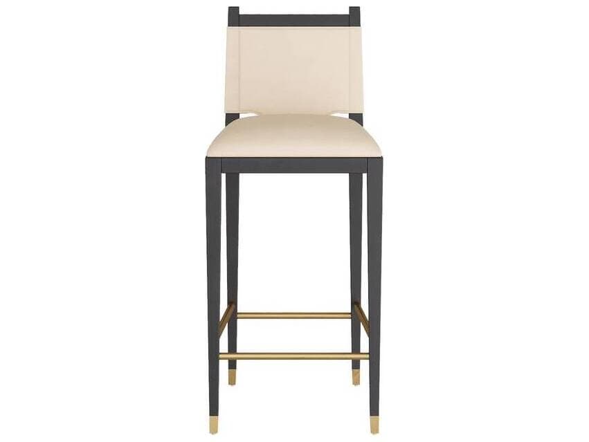 Arteriors Home Burdock Vanilla Ebony Upholstered Beech Wood Bar Stool