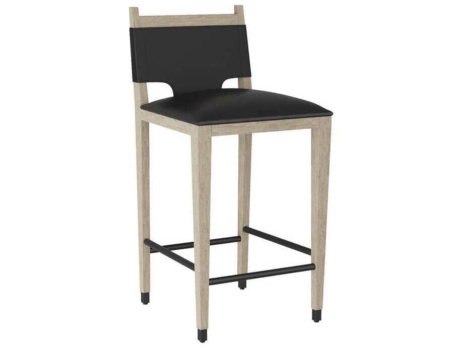 Arteriors Home Burdock Black Smoke Upholstered Beech Wood Bar Stool