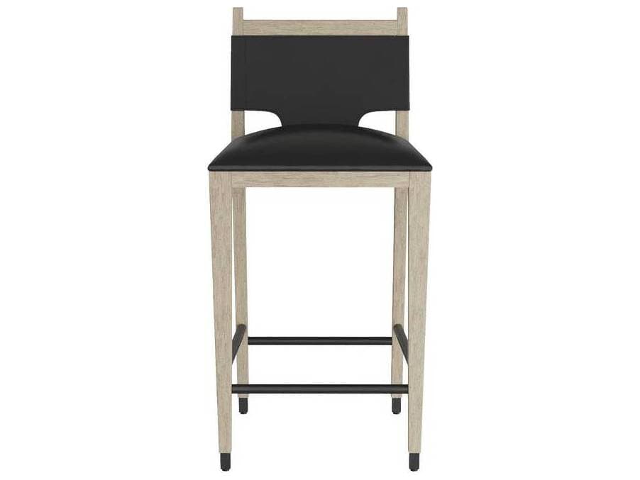 Arteriors Home Burdock Black Smoke Upholstered Beech Wood Bar Stool
