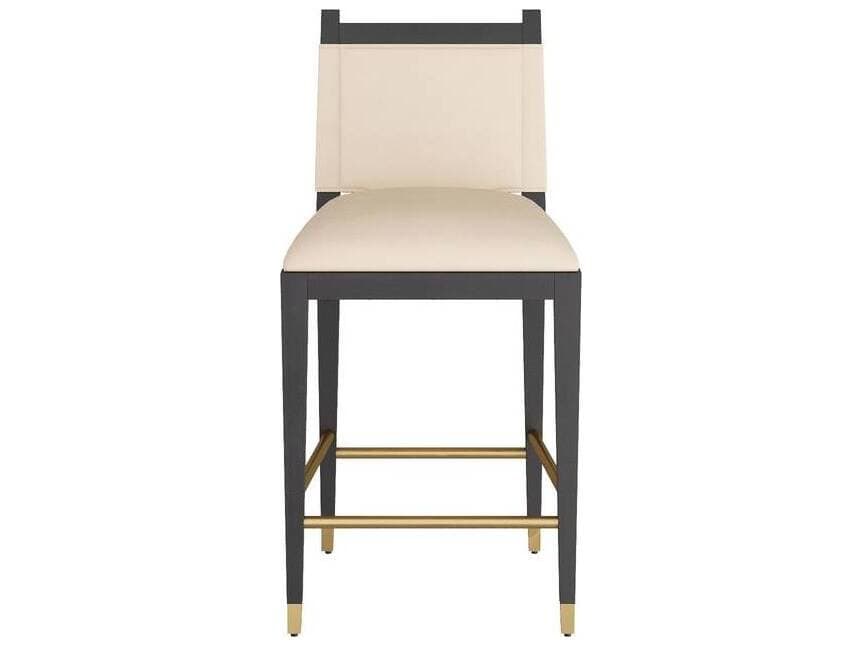 Arteriors Home Burdock Vanilla Ebony Upholstered Beech Wood Counter Stool