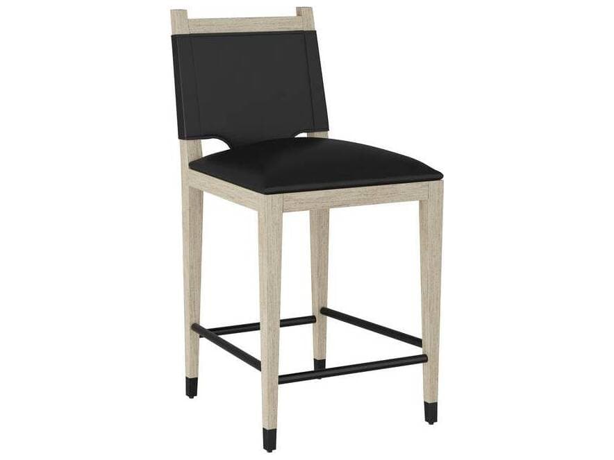 Arteriors Home Burdock Black Smoke Upholstered Beech Wood Counter Stool