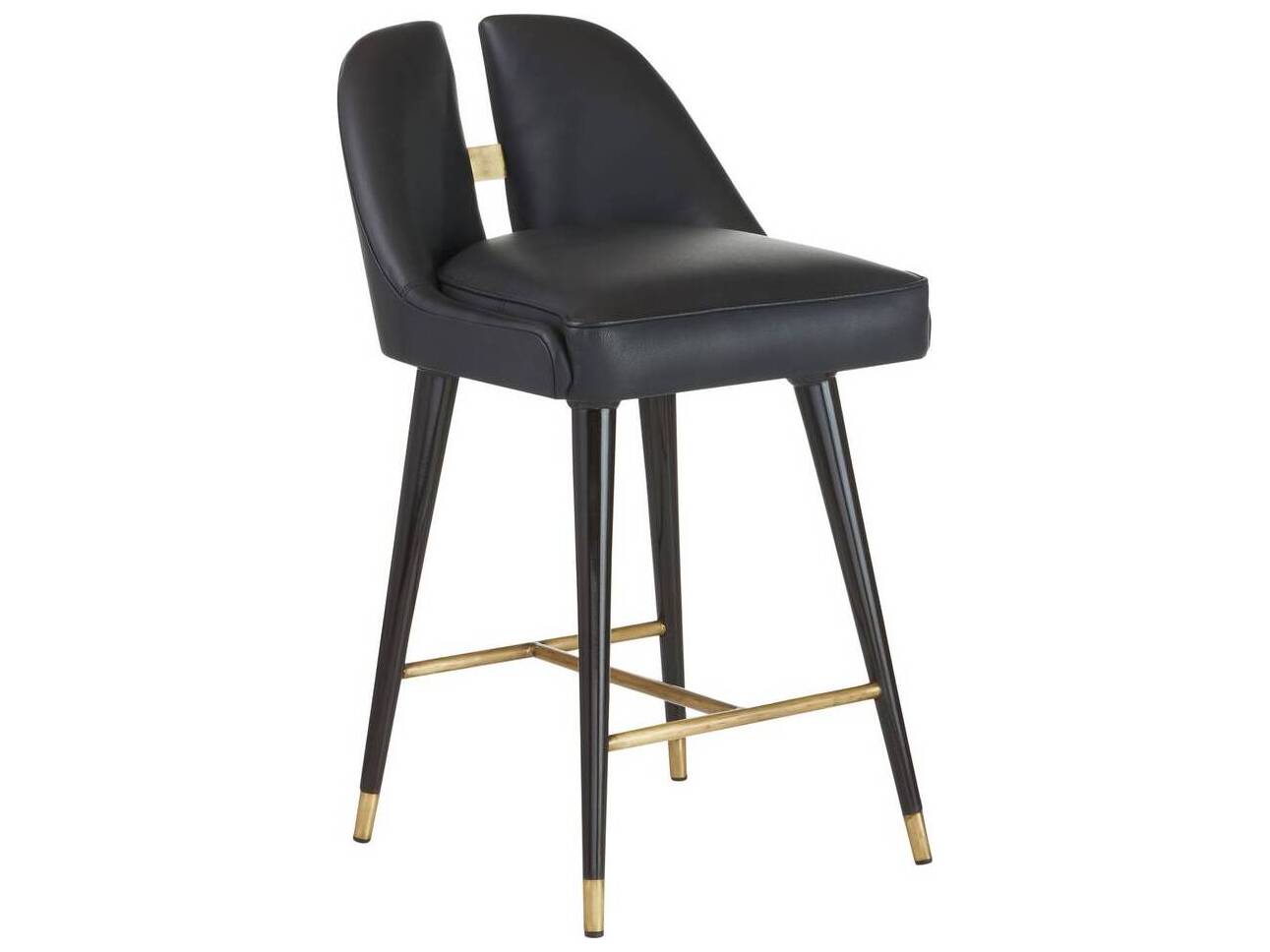 Arteriors Home Crowley Black Ebony Leather Counter Stool