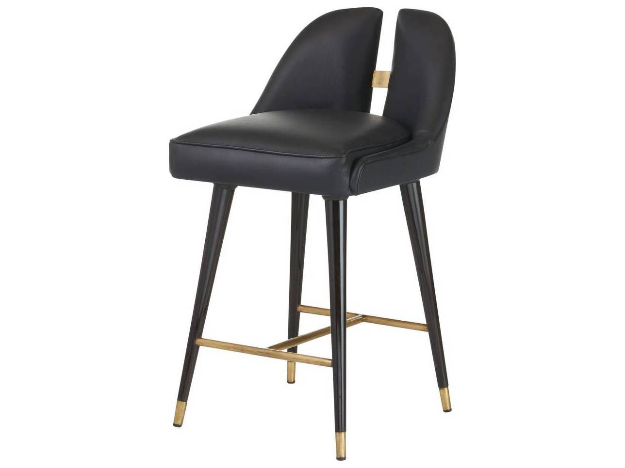 Arteriors Home Crowley Black Ebony Leather Counter Stool