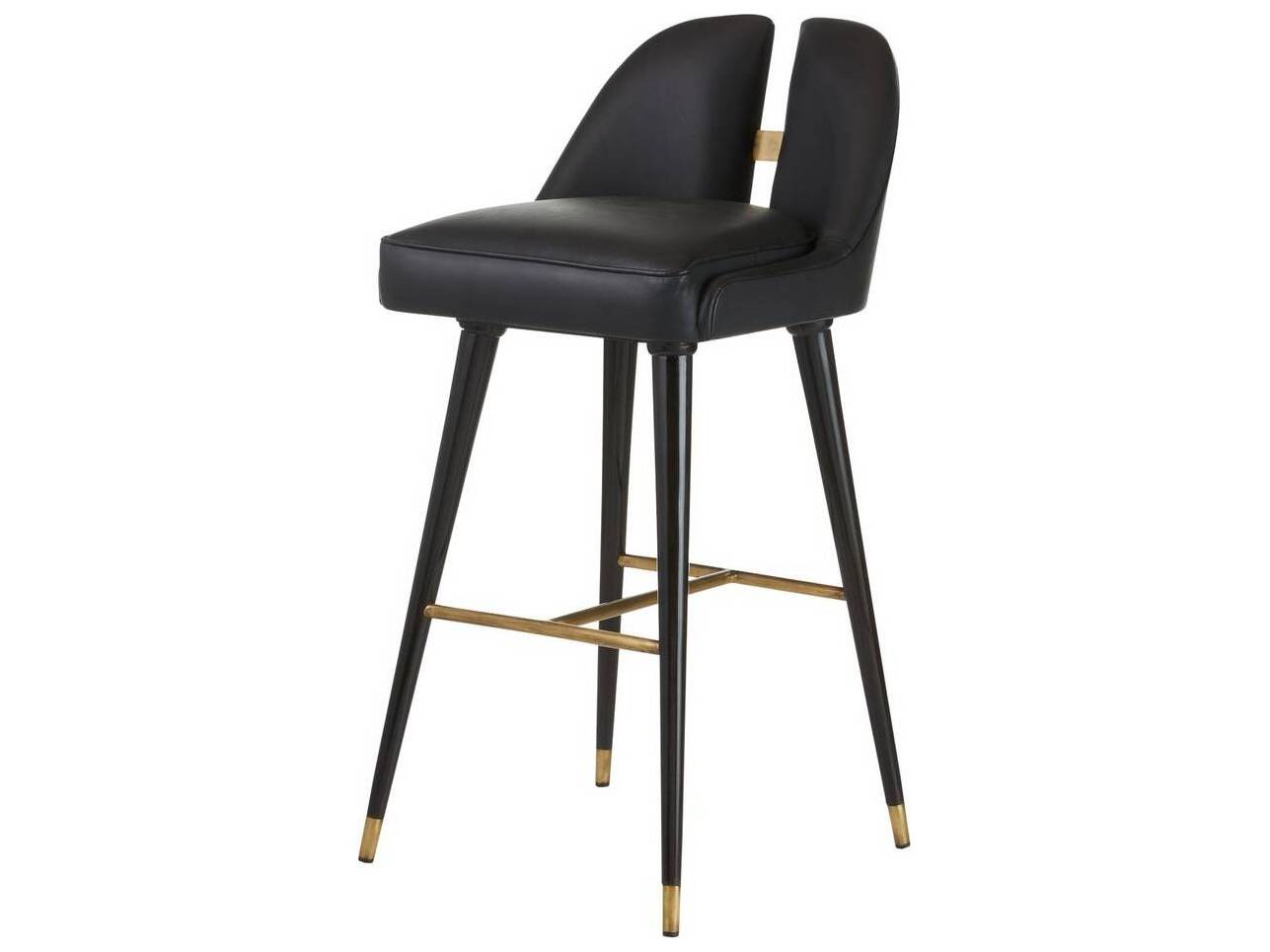 Arteriors Home Crowley Black Ebony Leather Bar Stool