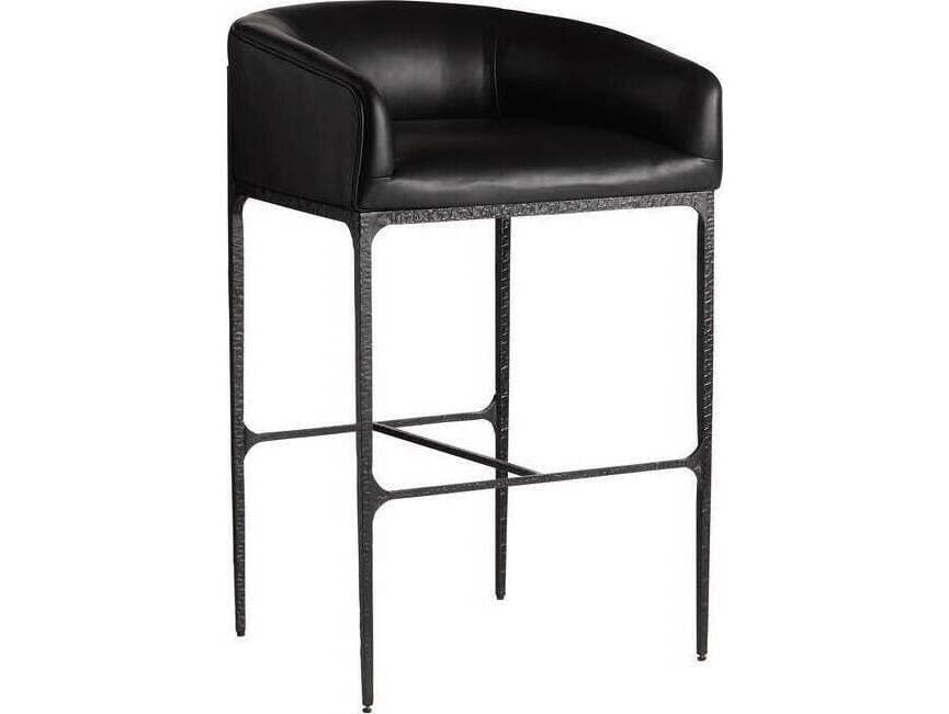 Arteriors Home Osbourne Black Blackened Iron Leather Bar Stool