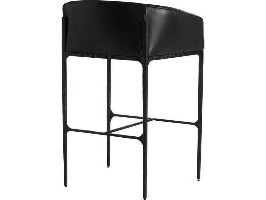Arteriors Home Osbourne Black Blackened Iron Leather Bar Stool