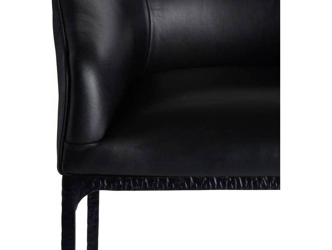 Arteriors Home Osbourne Black Blackened Iron Leather Bar Stool