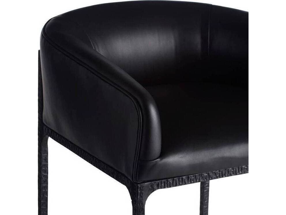 Arteriors Home Osbourne Black Blackened Iron Leather Bar Stool