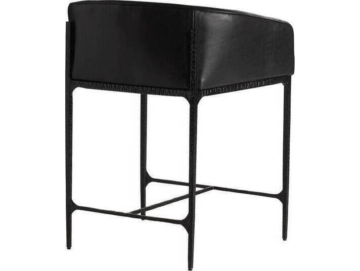 Arteriors Home Osbourne Black Blackened Iron Leather Counter Stool
