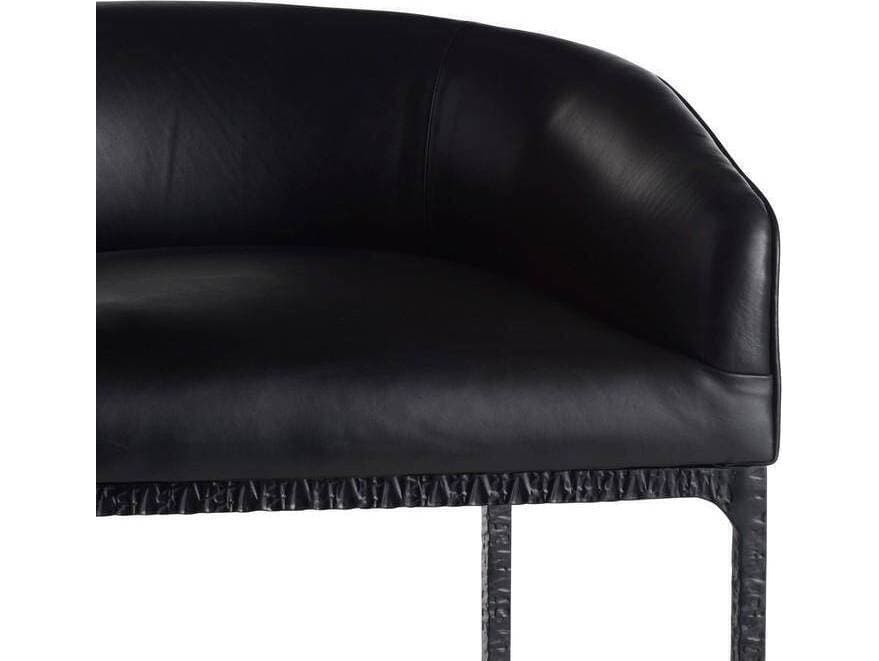 Arteriors Home Osbourne Black Blackened Iron Leather Counter Stool