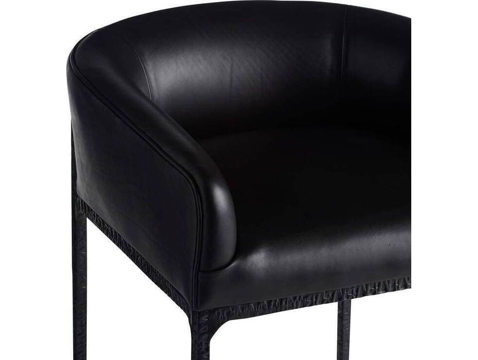 Arteriors Home Osbourne Black Blackened Iron Leather Counter Stool