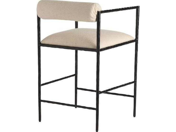 Arteriors Home Barbana Oxford White Natural Iron Upholstered Counter Stool