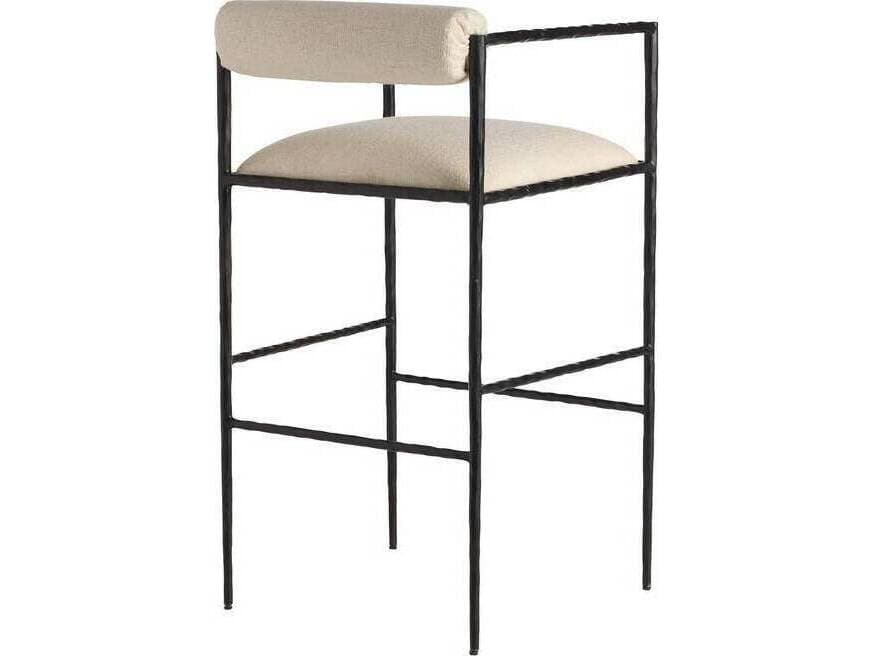 Arteriors Home Barbana Oxford White Natural Iron Upholstered Bar Stool