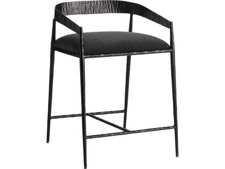 Arteriors Home Ansel Midnight Grey Natural Iron Upholstered Counter Stool