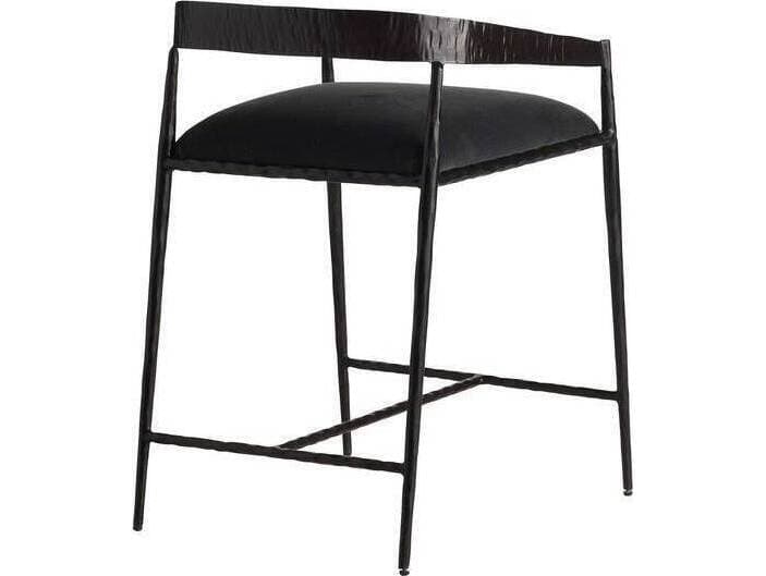 Arteriors Home Ansel Midnight Grey Natural Iron Upholstered Counter Stool