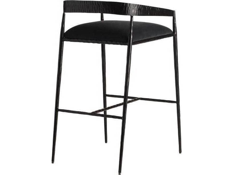 Arteriors Home Ansel Midnight Grey Natural Iron Upholstered Bar Stool