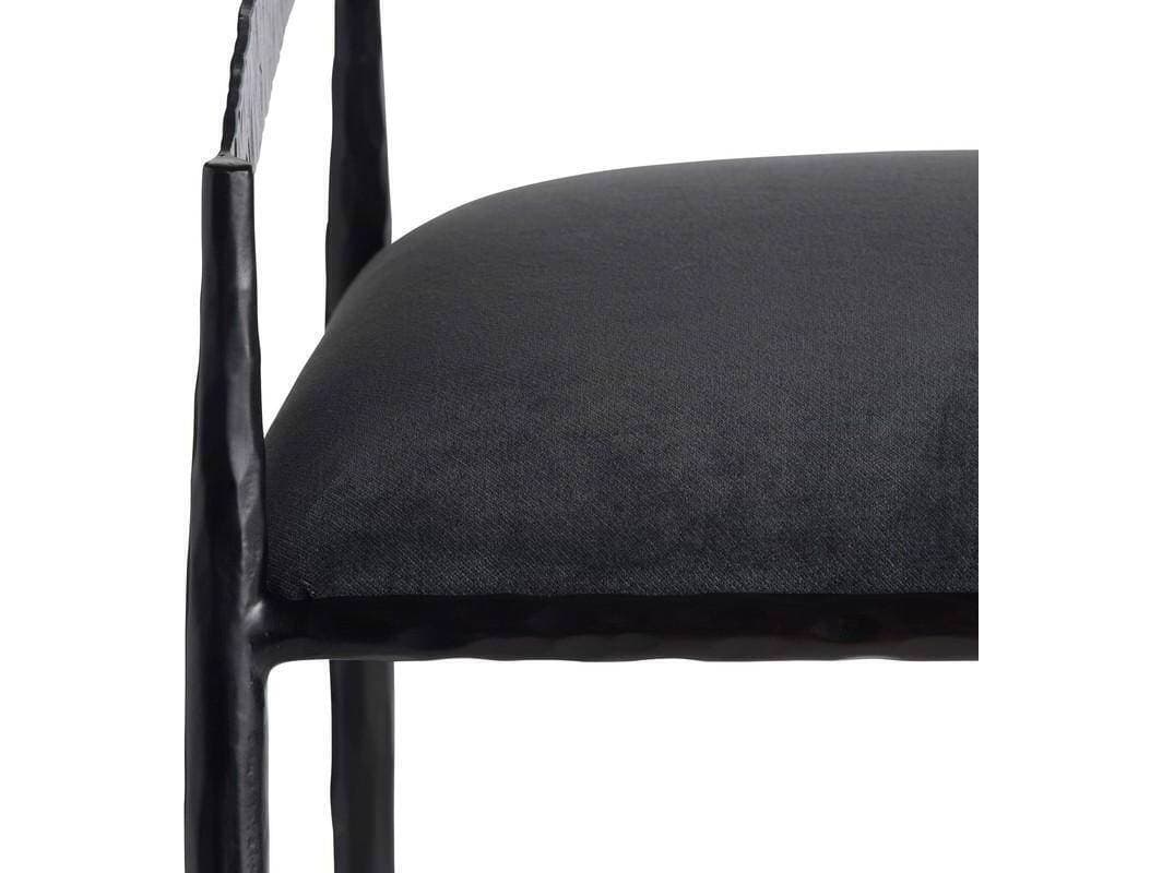 Arteriors Home Ansel Midnight Grey Natural Iron Upholstered Bar Stool