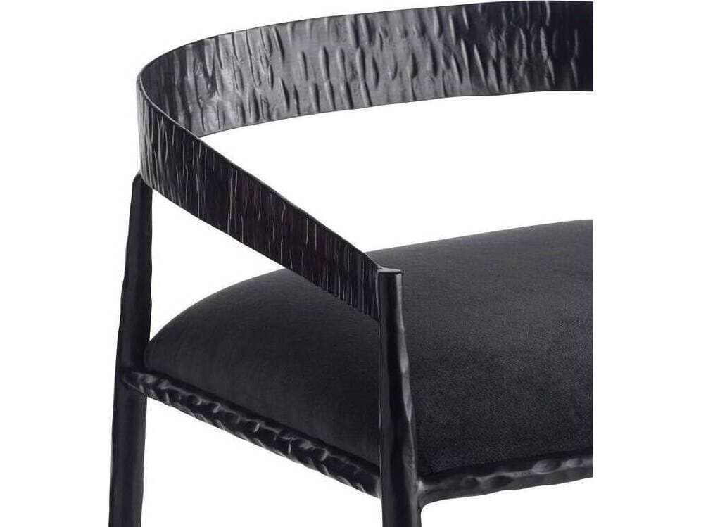 Arteriors Home Ansel Midnight Grey Natural Iron Upholstered Bar Stool