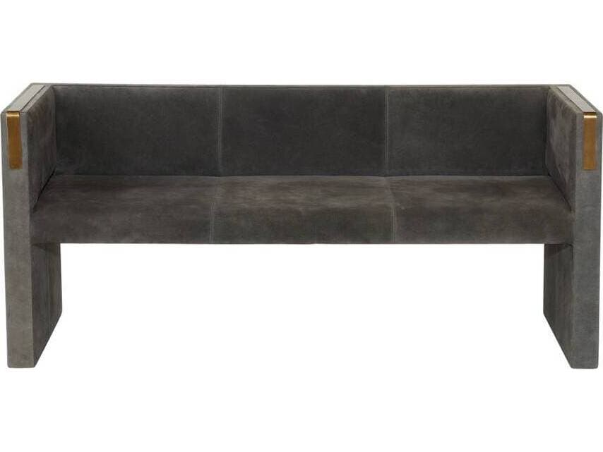 Arteriors Home Donovan Slate Grey Antique Brass Suede Upholstered Sofa