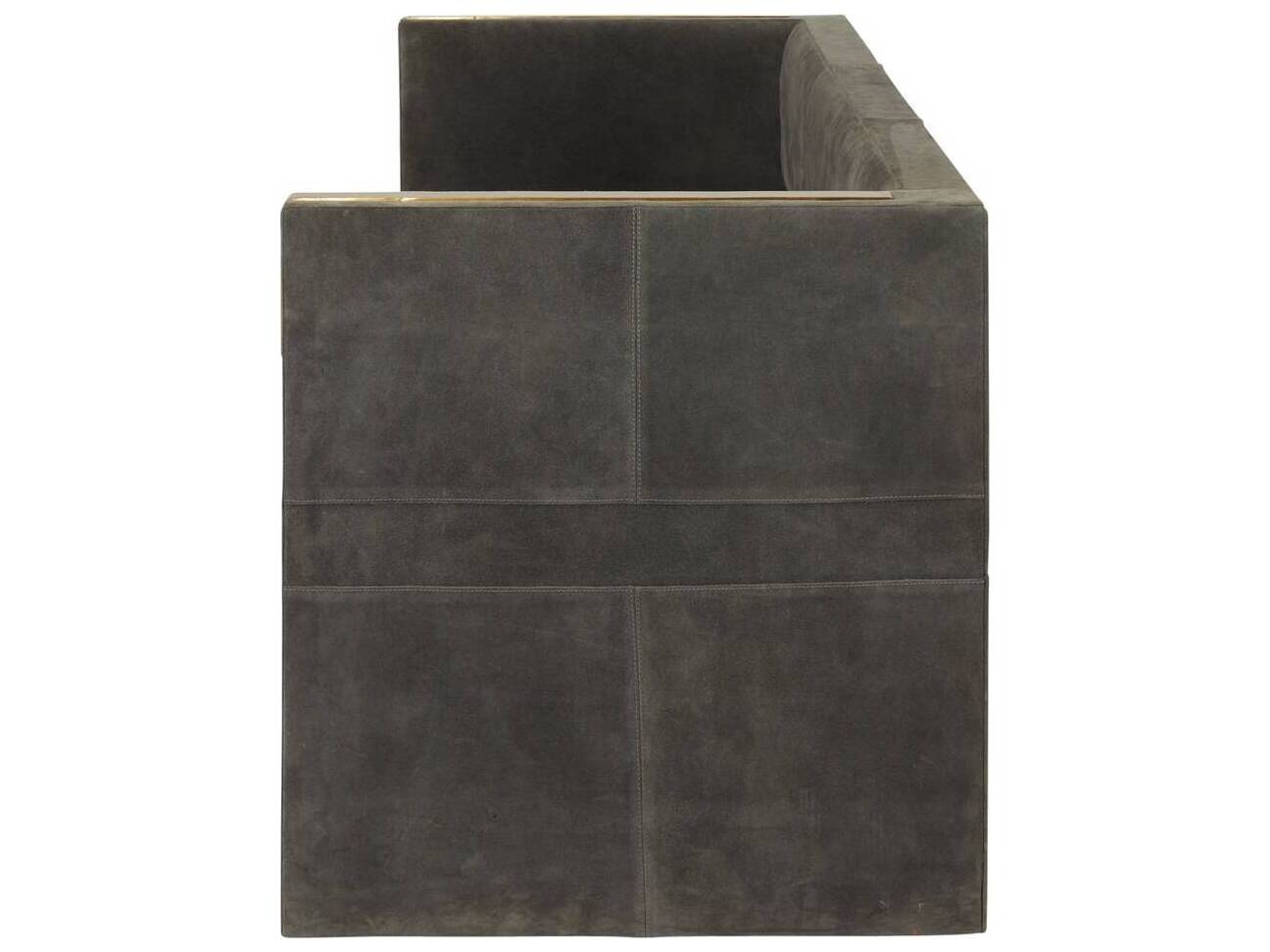 Arteriors Home Donovan Slate Grey Antique Brass Suede Upholstered Sofa